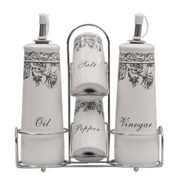 Floral Ceramic Oil Vinegar & Salt Pepper Set