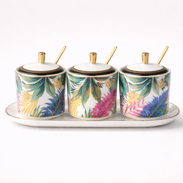 Bumblebee Pickle Jars For Dining Table With Stand-Set of 3