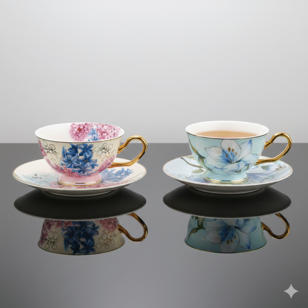 Rose Flower Bone China Cup Saucer 2