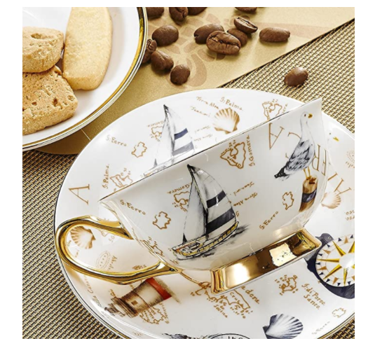 Nautical Bone China Tea Cup Saucer