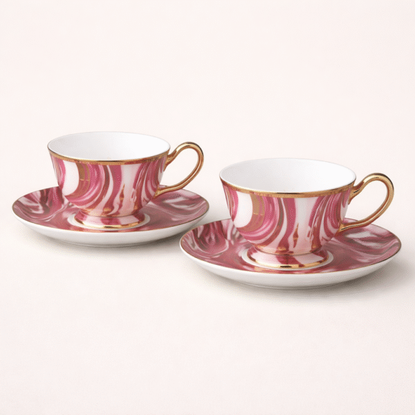 Parisian Ribbon Bone China Cup Saucer 2