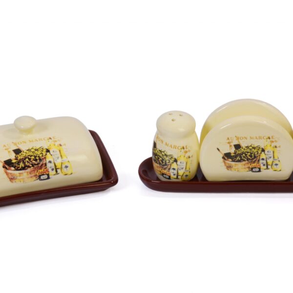 Porcelian Butter Dish With Salt & Pepper Shaker