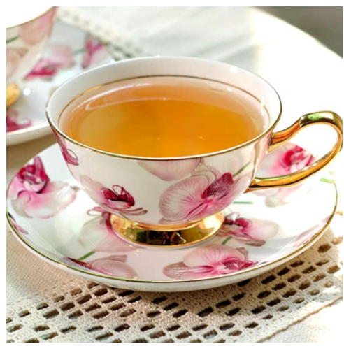 Natural Leaf Bone China Cup Saucer (SET-6)
