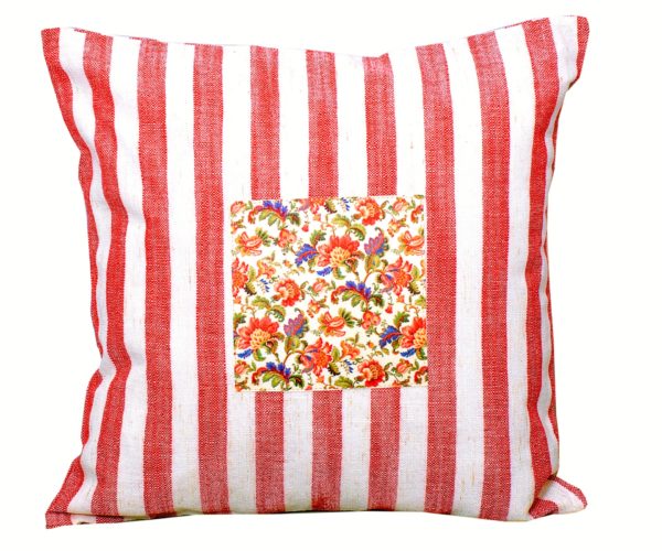 Strip Cushion Cover Red