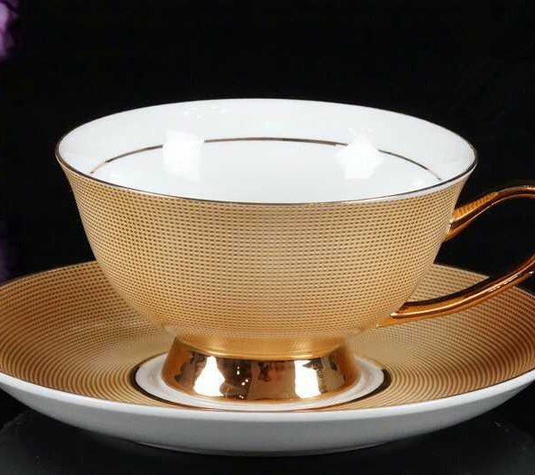 GOLD BONE CHINA TEA CUP SAUCER