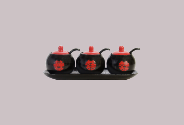 Spider Pickle Jar Dining Table Tray with Spoon-Set of 3