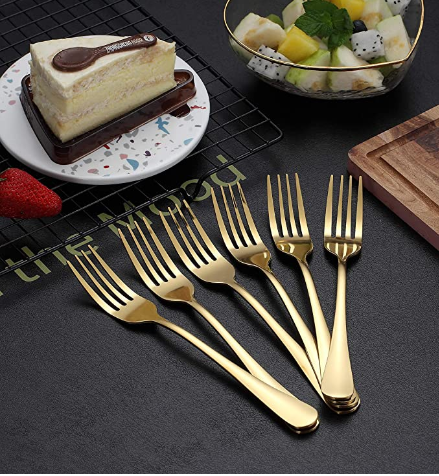 Dinner Forks Gold Stainless Steel Flatware Set-6