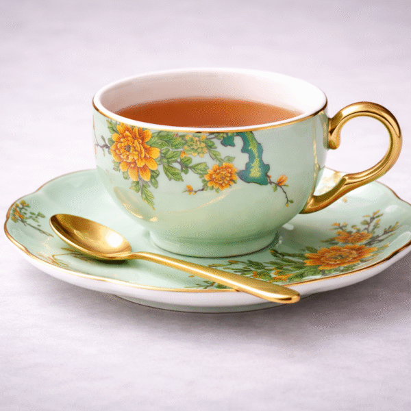Celestial Peony Bone China Tea Cup Saucer Set 2